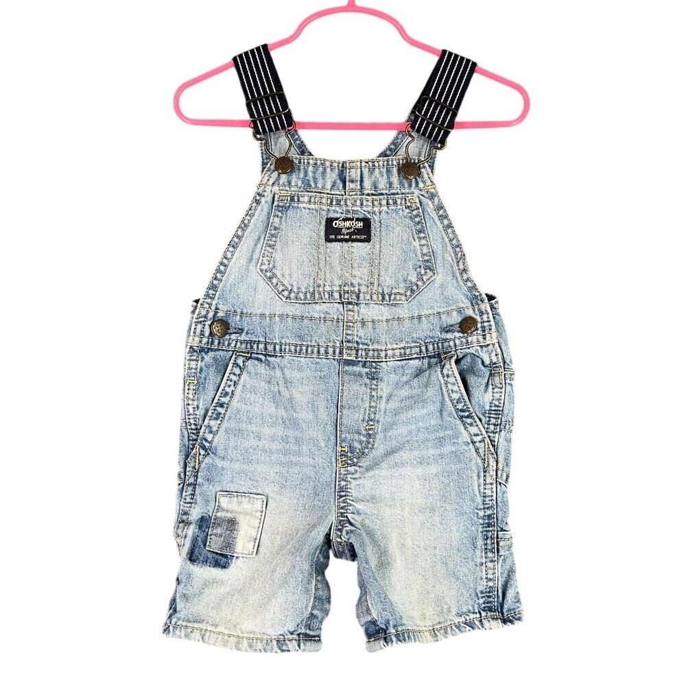 OshKosh B'gosh 18M Denim Overall Shorts Baby Toddler Retro‎ Vintage Workwear